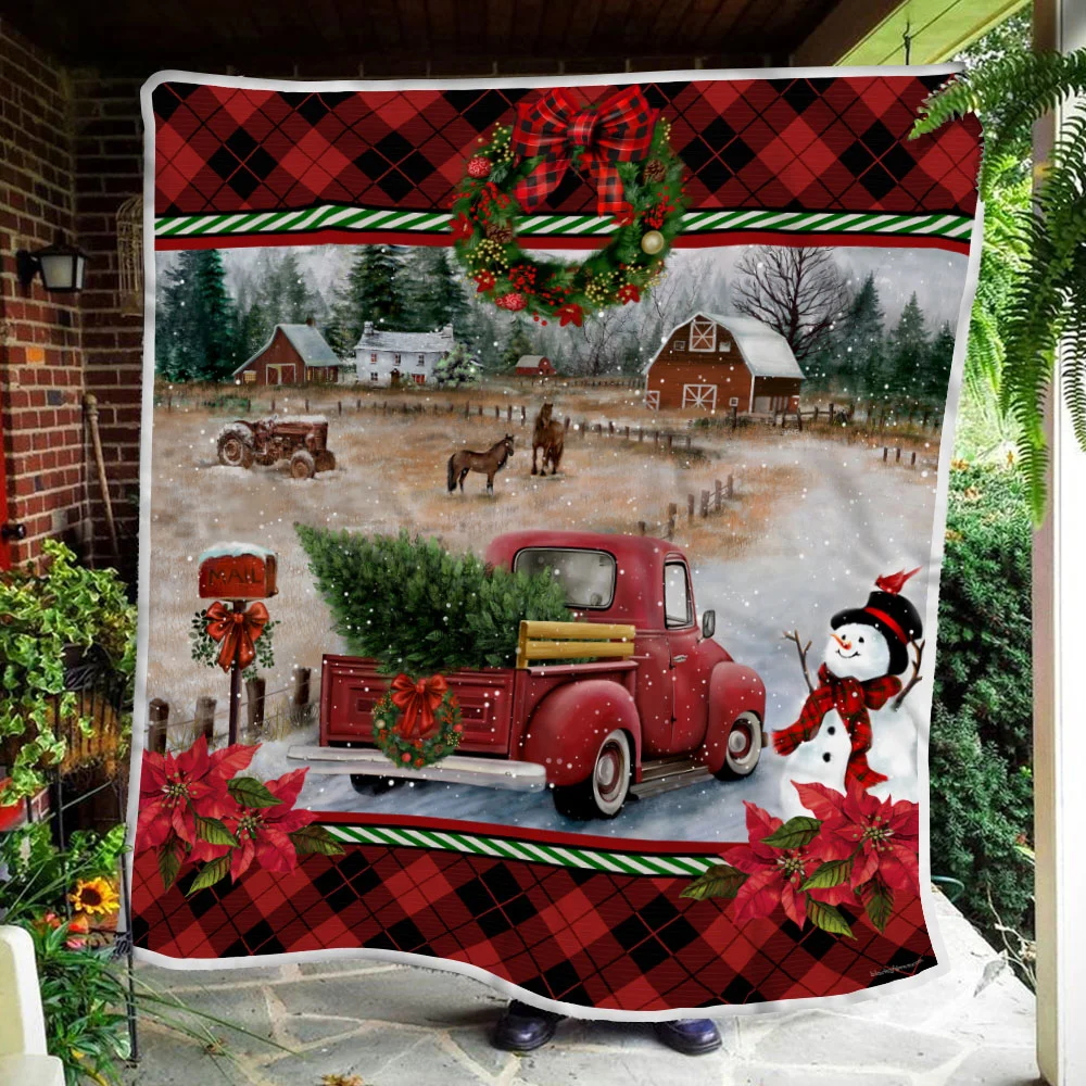 Red Truck Christmas Sofa Throw Blanket