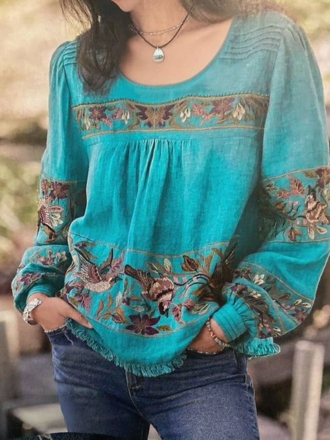 Women's Western Vintage Floral Print Shirt