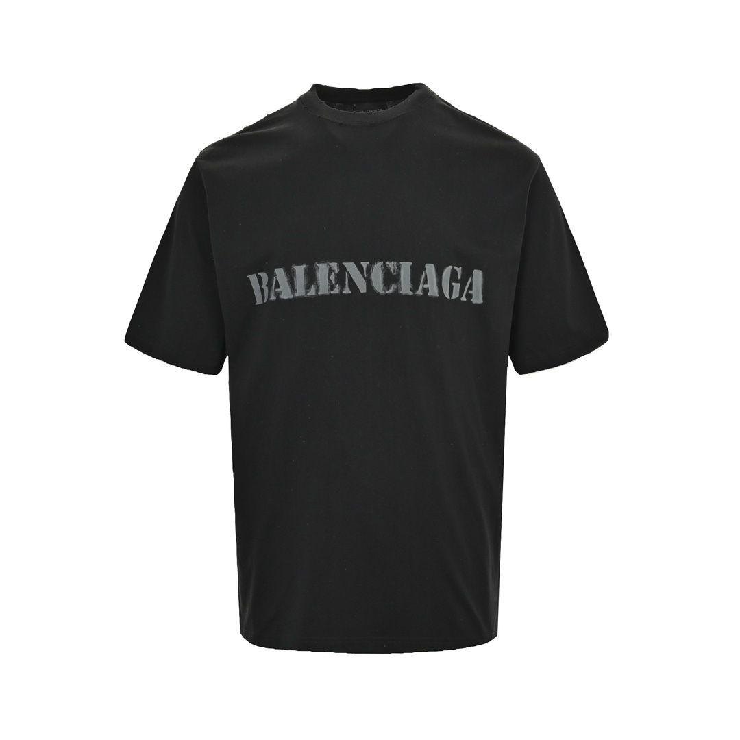 Balenciaga 24ss front and back blurred letter print short sleeves - black
