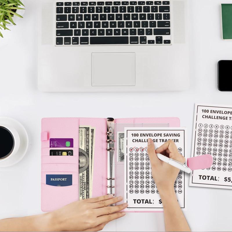 100 Envelope Challenge Binder Set-- A5 Money Saver Budget Binder Book with Cash Envelopes and SAVING CHALLENGE TRACKER