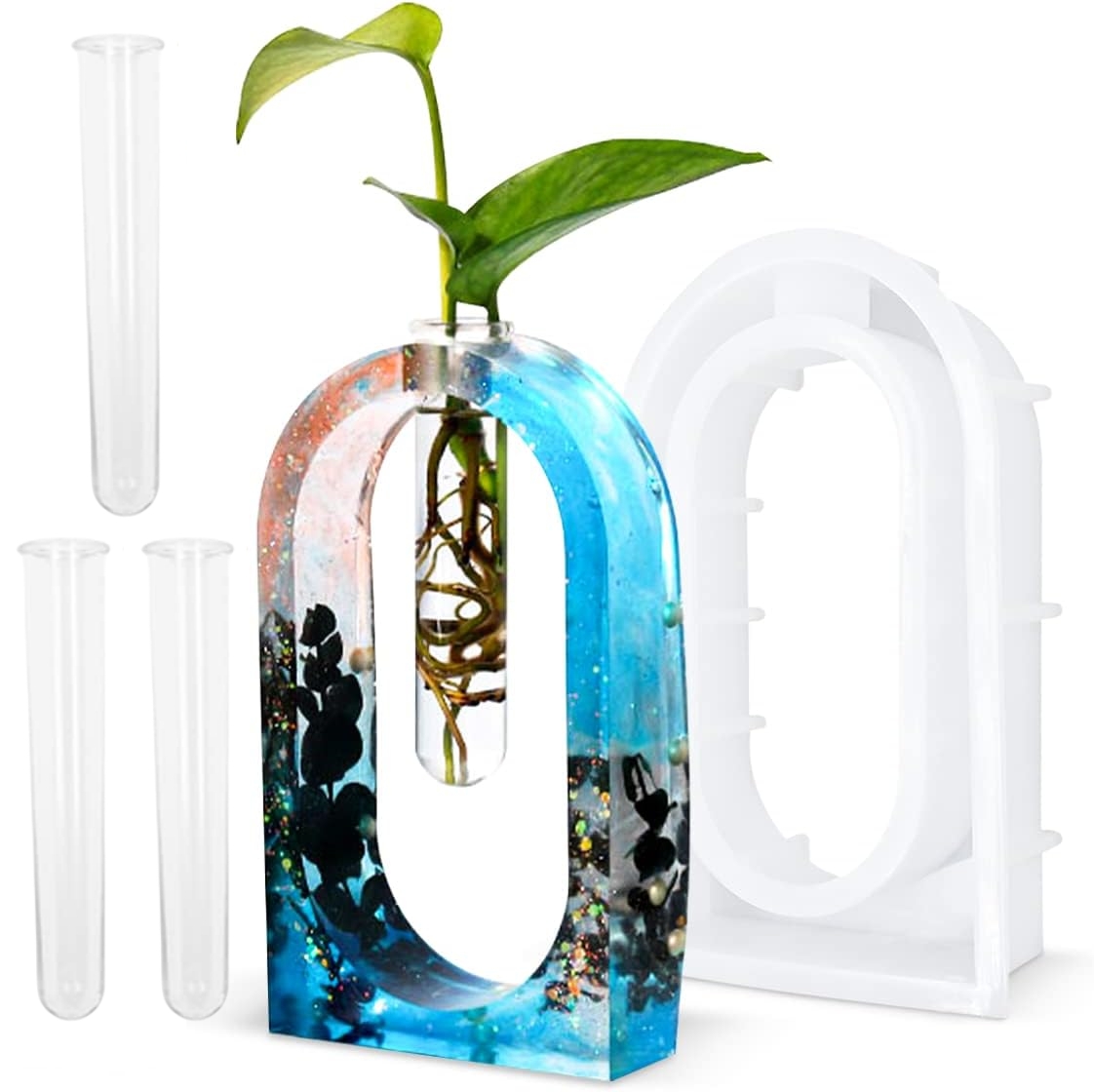 Flower Vase Silicone Molds With 3pcs Clear Test Tubes