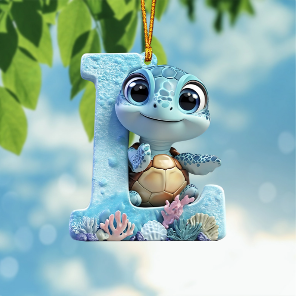 Cute Turtle Letter Shaped Ornament