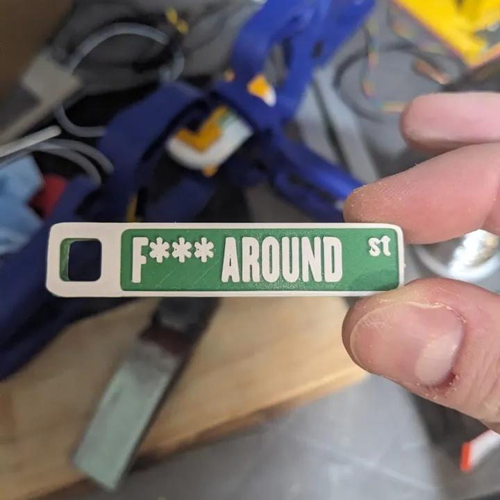 FAFO keychain double sided | corner of F around and find out