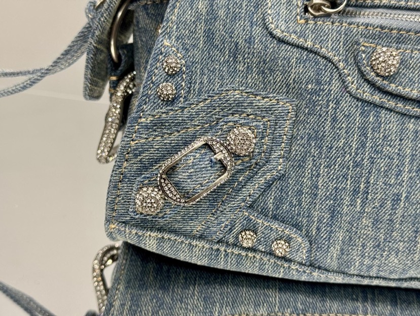 Balenciaga neo cagole denim blue motorcycle bag