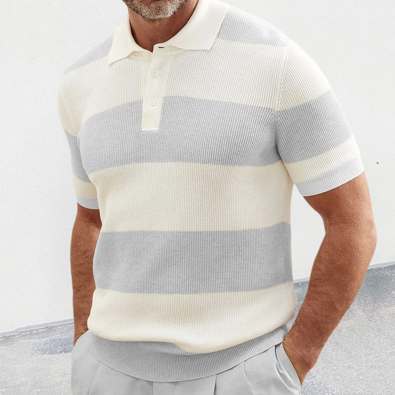 Italia Striped Knitted Polo Shirt