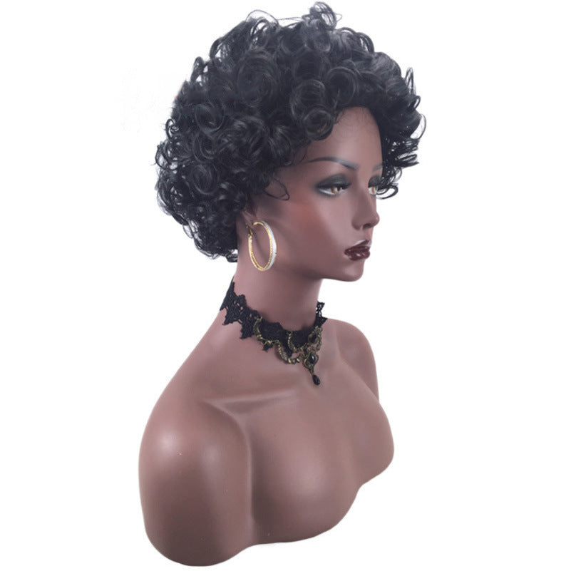 Luna Wigs African American Fashion Black Short Curly Hair