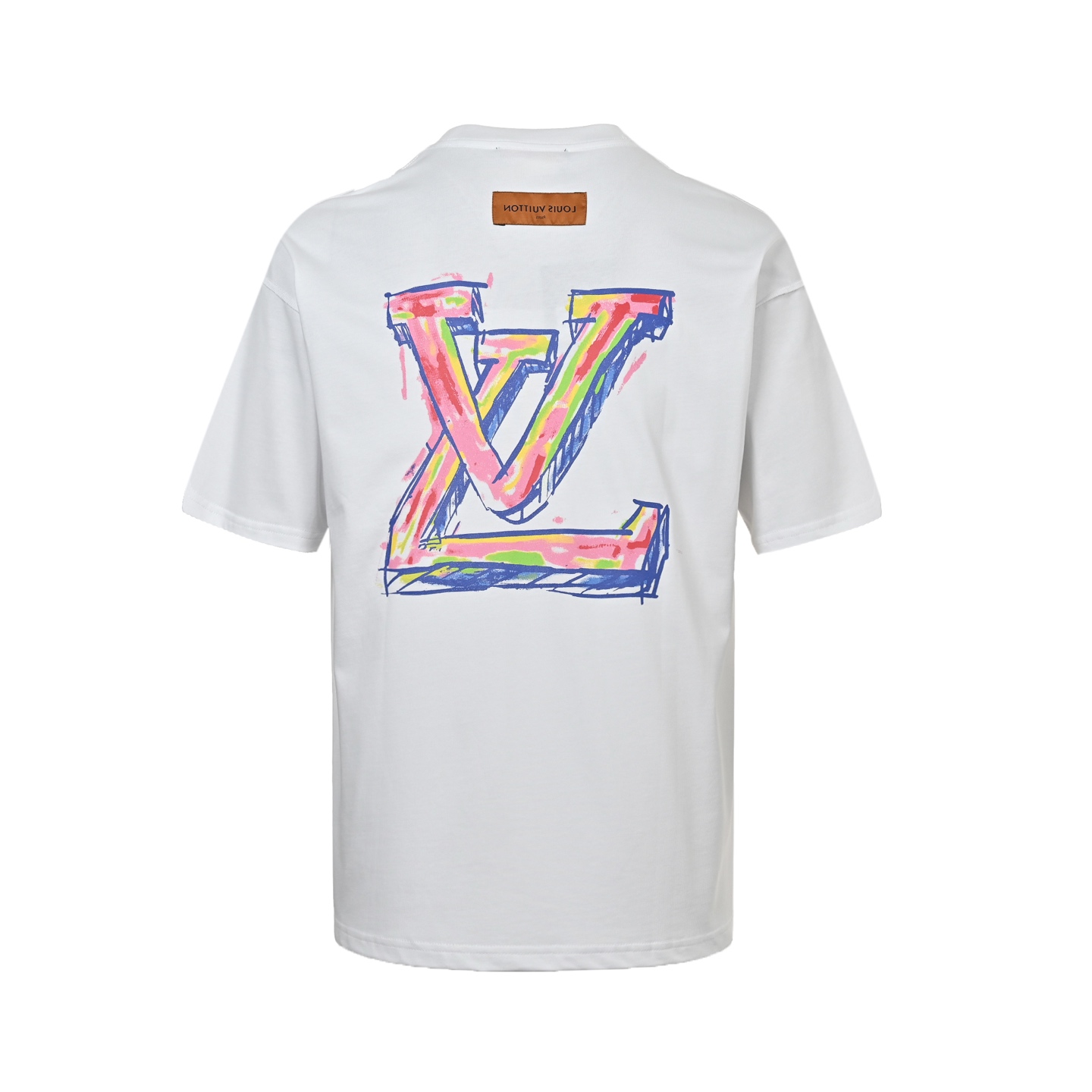 Louis Vuitton 25ss crayon hand-painted graffiti large logo short sleeve