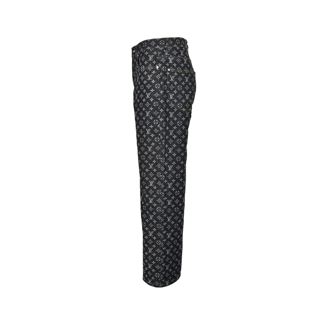 Louis Vuitton 24Fw Heavy Printed Jacquard Pearl Button Straight Jeans
