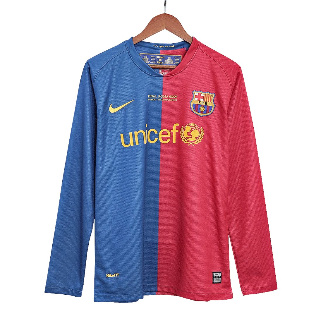 A.INIESTA #8 Barcelona Retro Long Sleeve Home Football Shirt 2008/09 - UCL Final