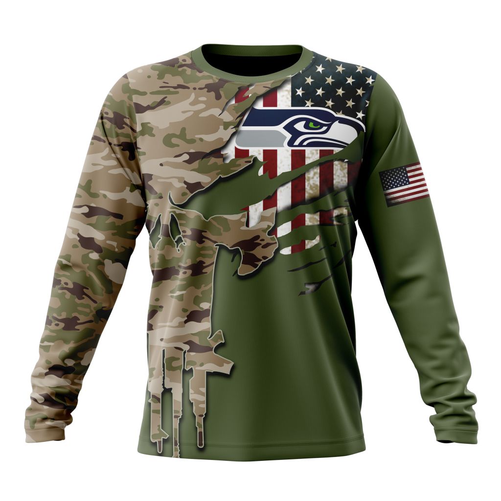 SEATTLE SEAHAWKS 3D HOODIE VETERANS DAY