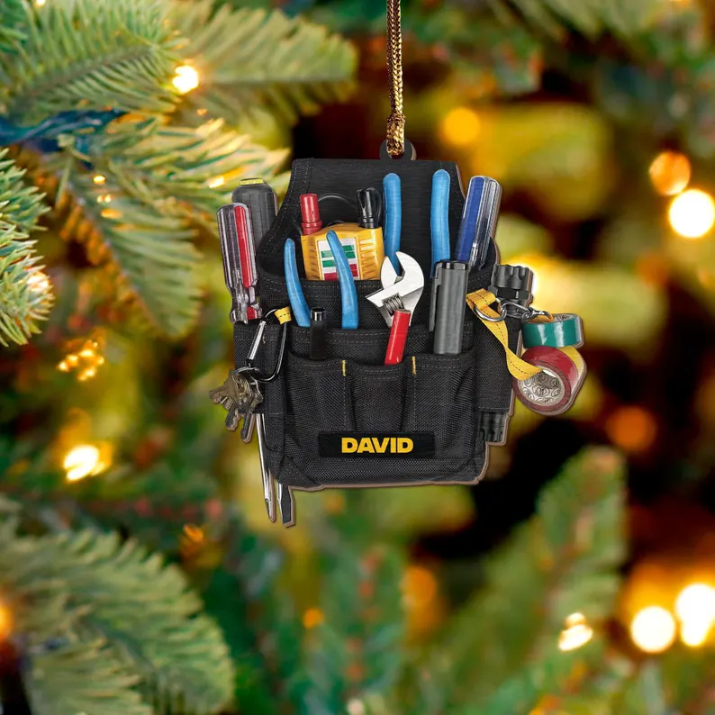 Personalized Electrician Tool Bag Christmas Ornament