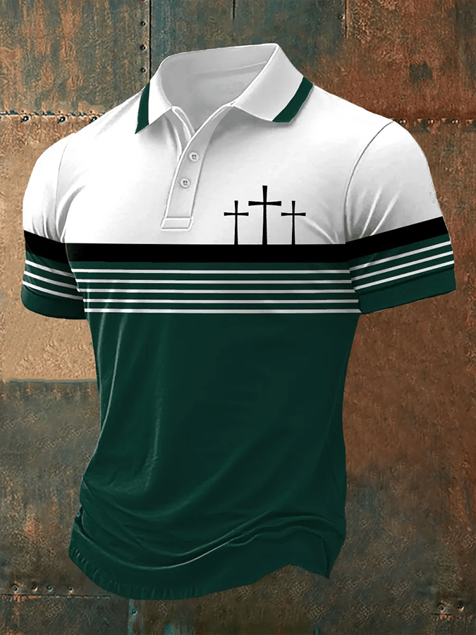 Men's Retro Faith  Casual Printed Polo Shirt