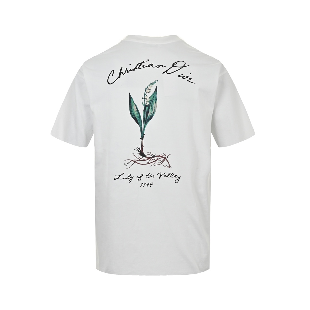 Dior 24ss 1947 series lily of the valley print short sleeves