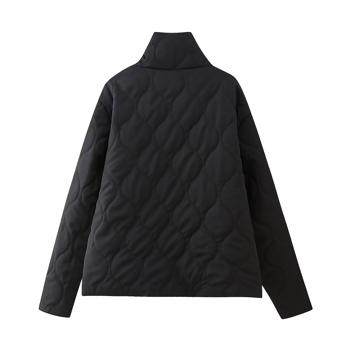 Spring Women Clothing Bowknot Pocket Decoration Stand up Collar Cotton Padded Coat