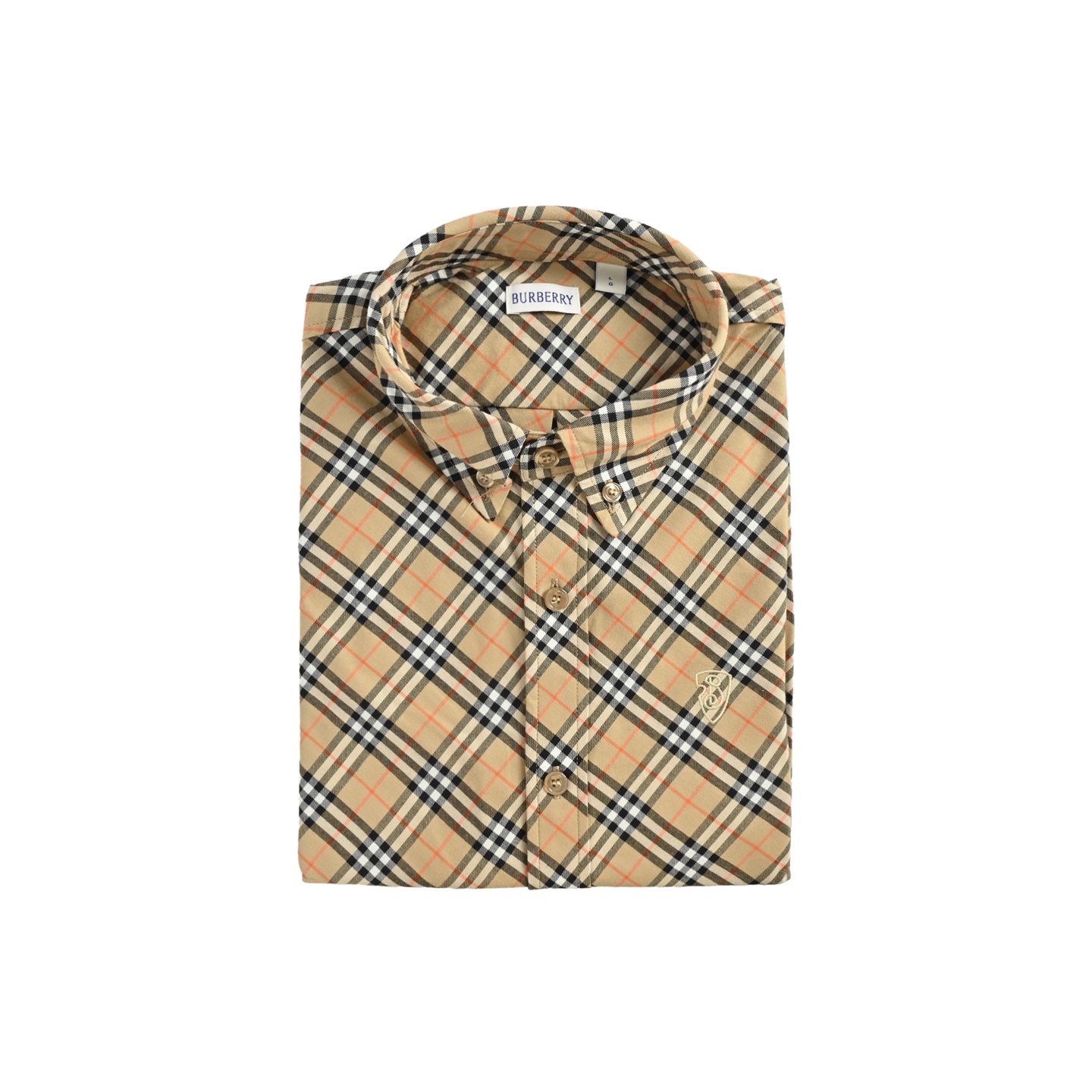 Burberry 25ss shield embroidered oblique check short sleeve shirt