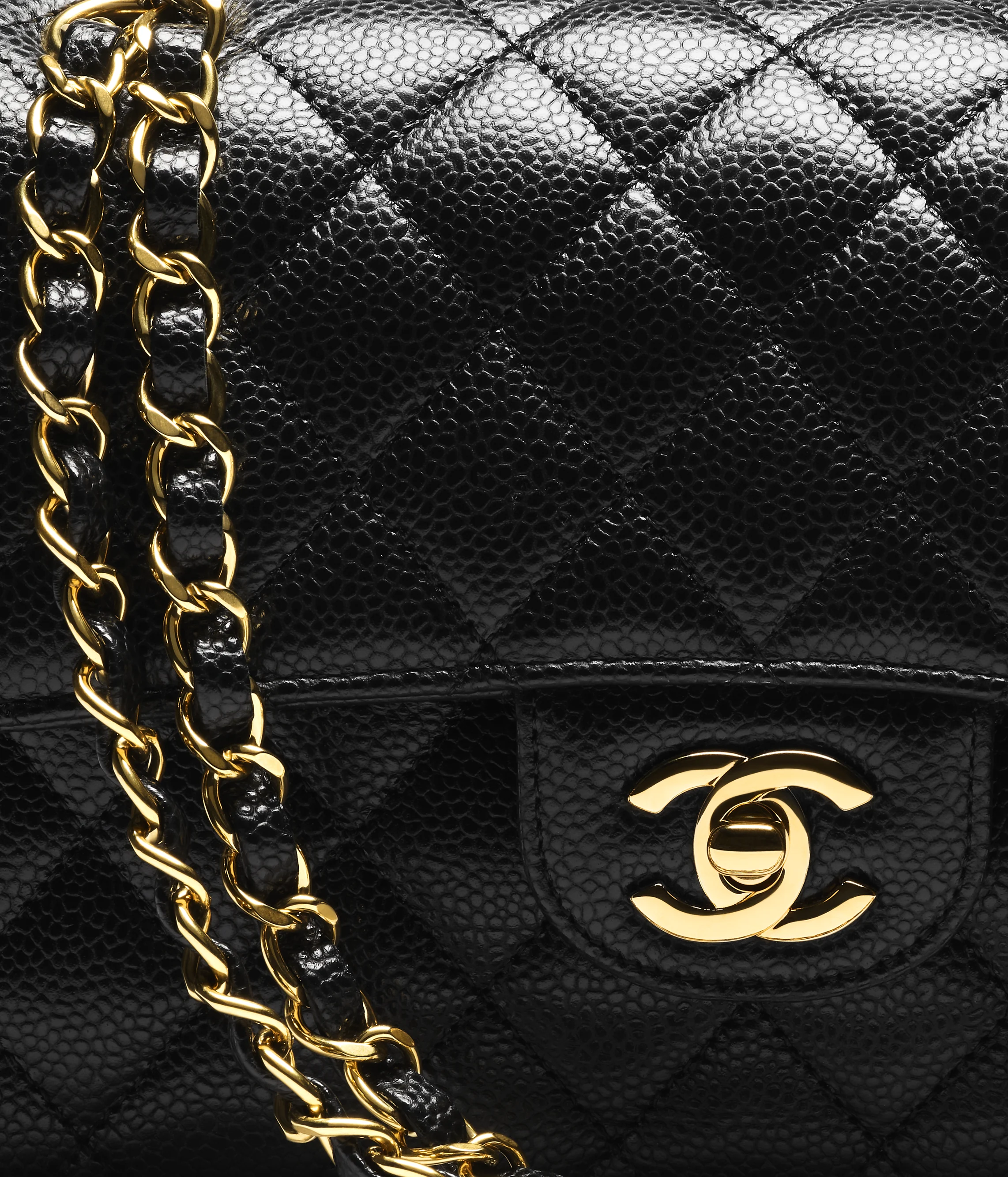 Chanel Small Classic Bag Grained Calfskin Gold Metal Black A01113-Y01864-C3906