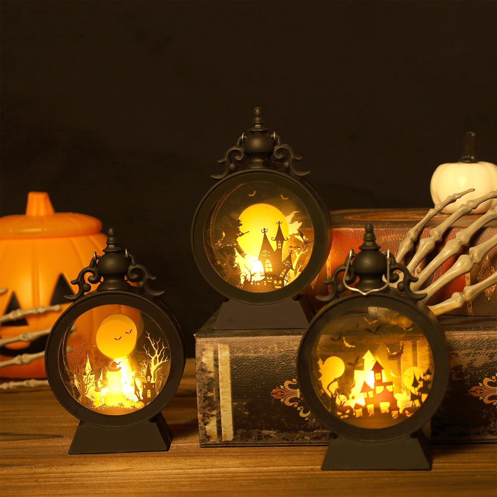 3 PCS Halloween Lantern Light with Flameless Candle