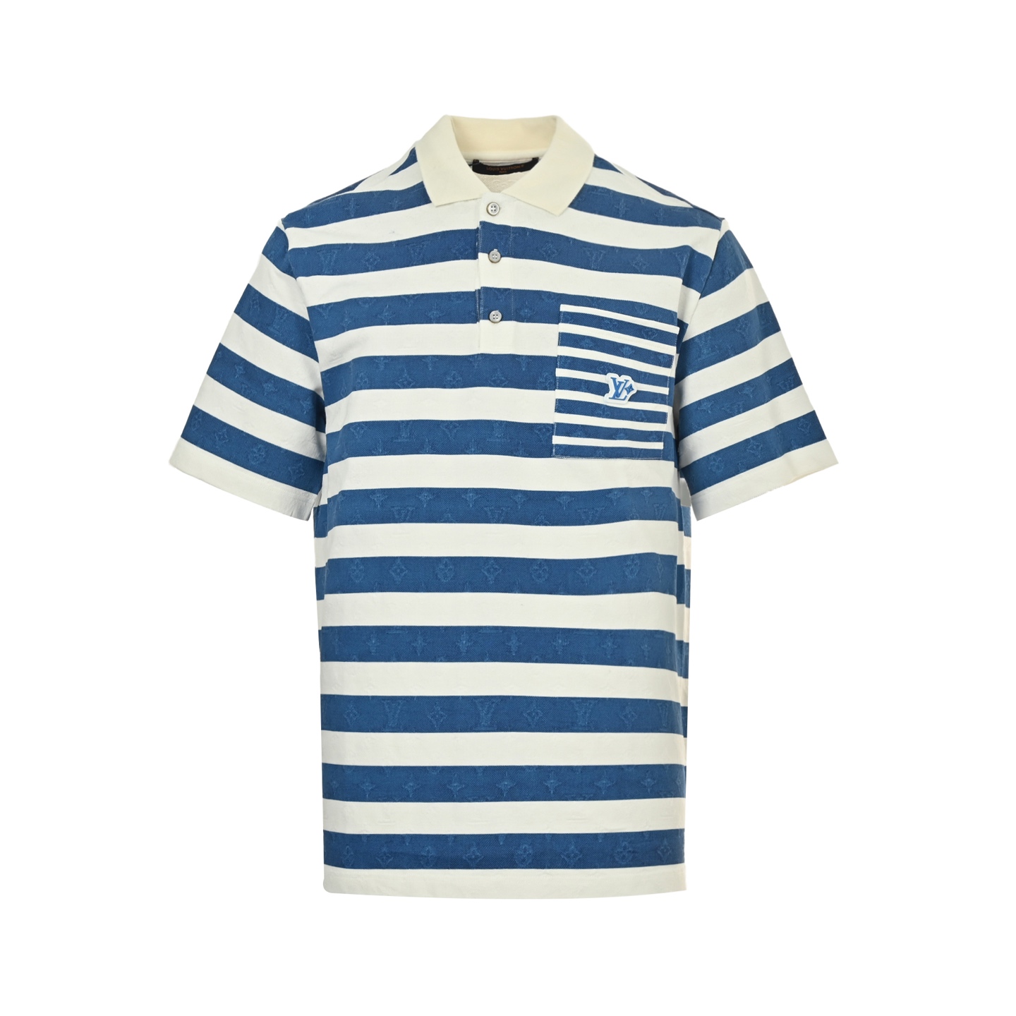 Louis Vuitton 25ss blue striped Polo short-sleeved