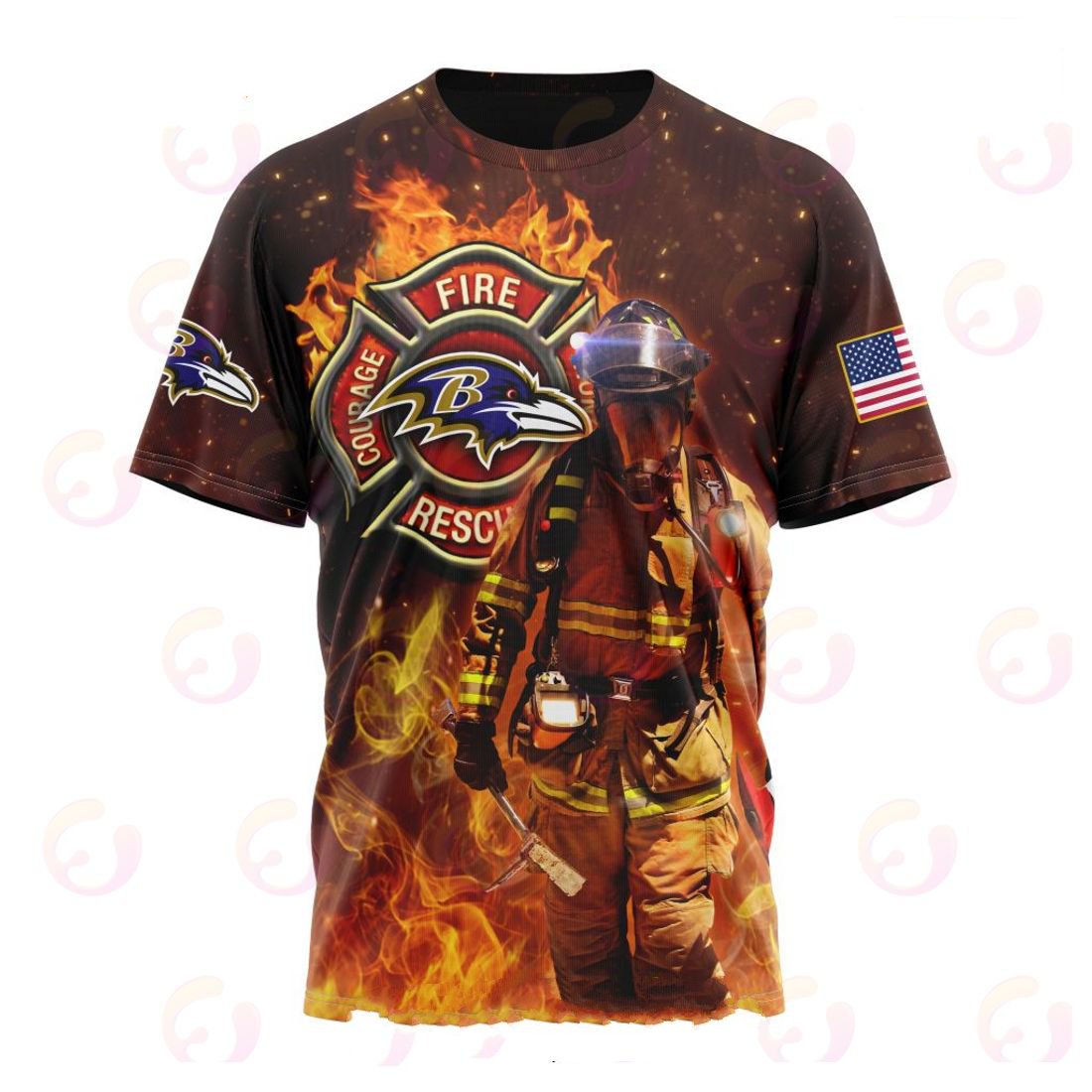 BALTIMORE RAVENS HONOR FIREFIGHTERS – FIRST RESPONDERS 3D HOODIE