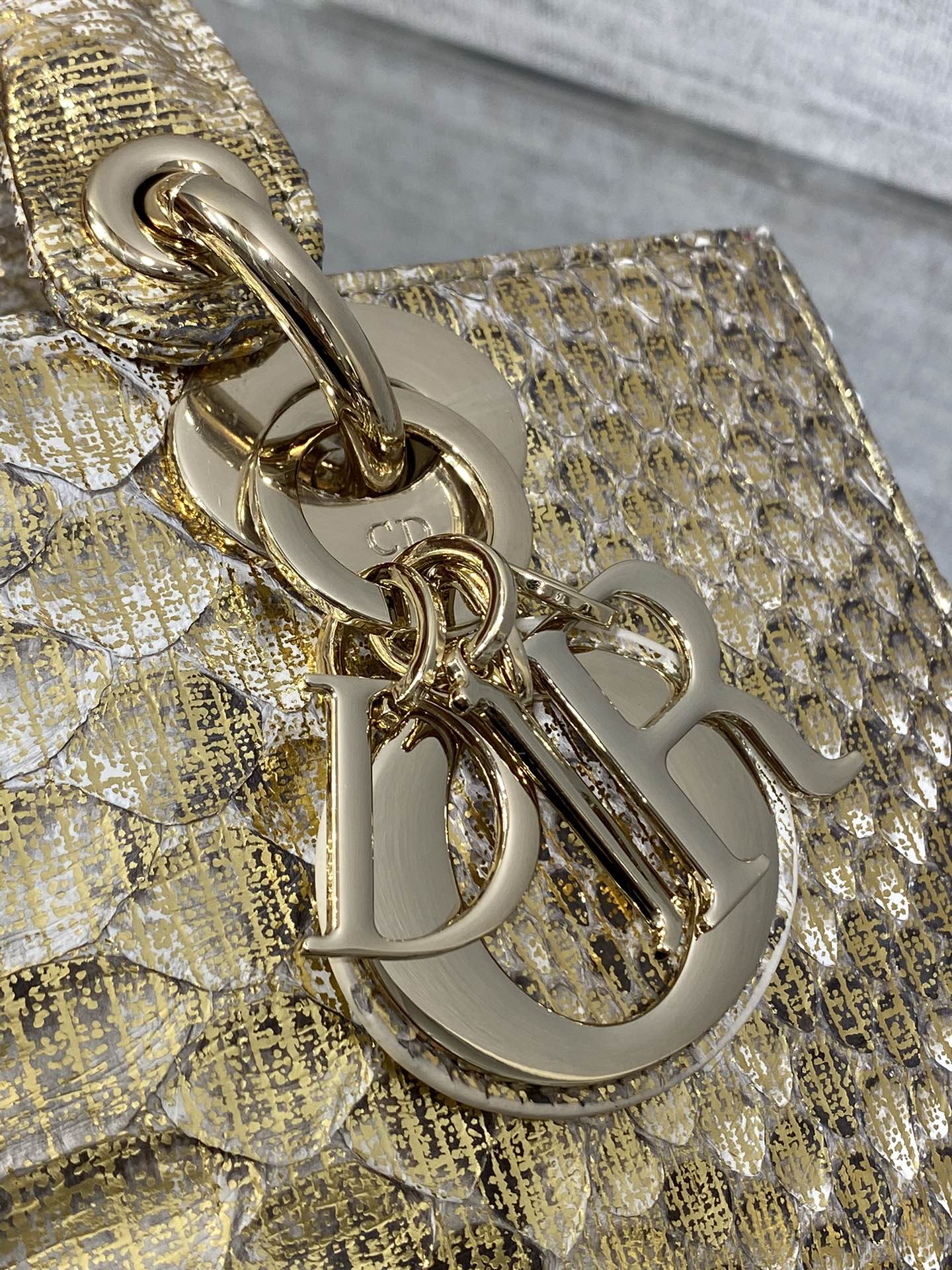 Dior Lady horizontal rare snakeskin Lady Dior bag