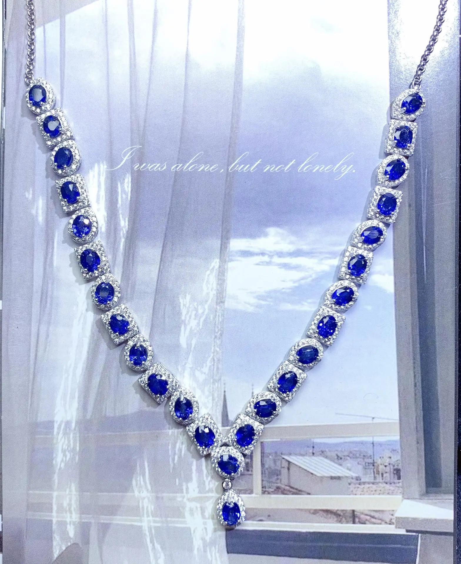 925 Sterling Silver Natural Sapphire Necklace Women's Gem 925 Silver Free Shipping Jewelry Certified Boutique can be customized
