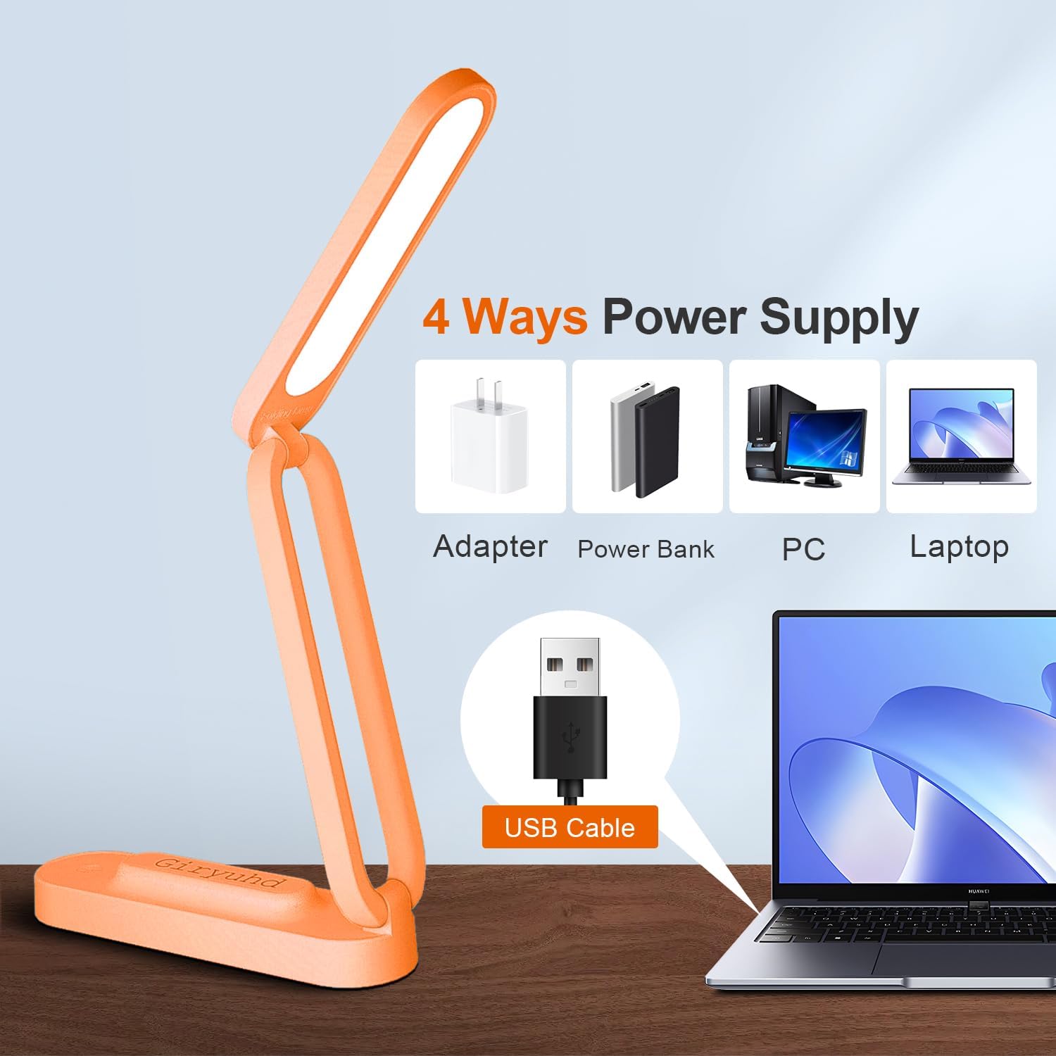 LED Desk Lamp for Office Home & Battery Operated Lamp Rechargeable Lamp Foldable & Portable Light, LED Desk Light Strip, 3 Brightness Dimmable Small Desk Lamp Wireless Reading Lamp