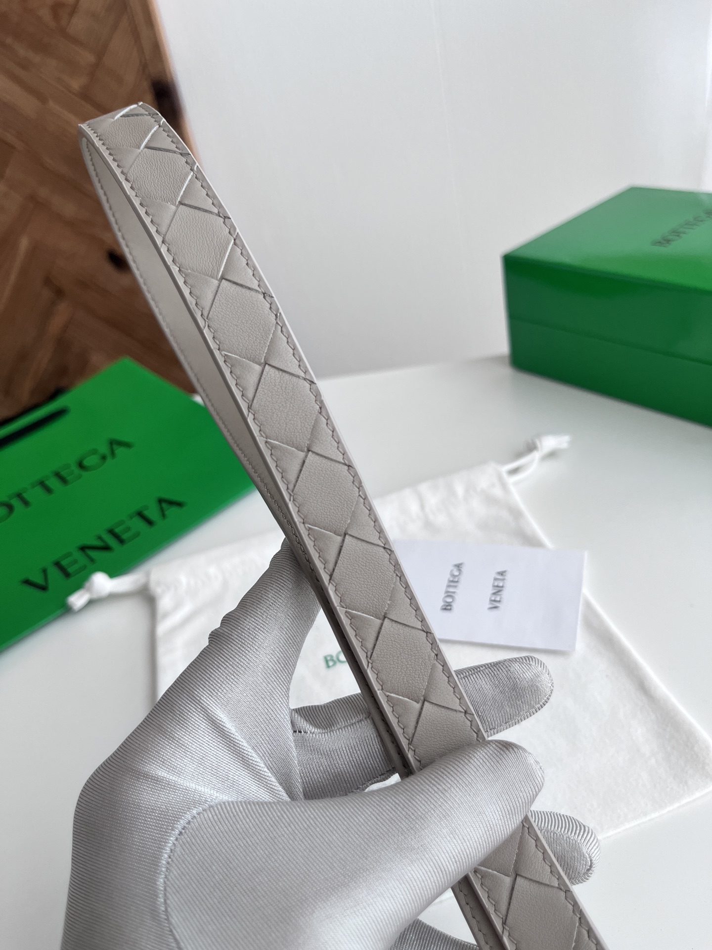 Bottega Veneta intreccio woven cowhide double-sided belt width 2.0cm