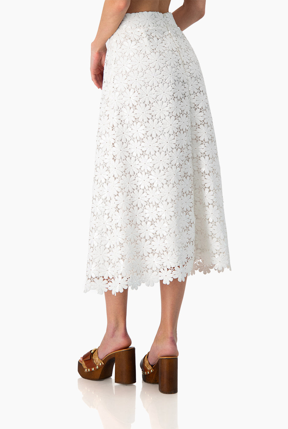Falda larga con pretina y estampado floral