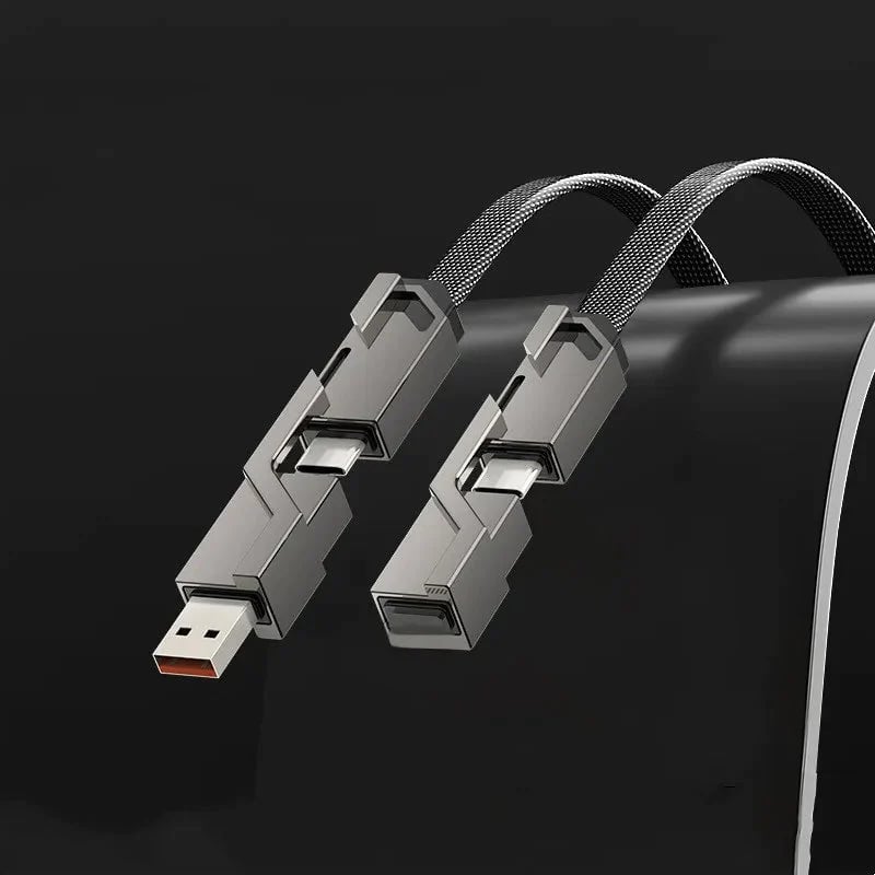(🔥Last Day Promotion-SAVE 60% OFF)-4-in-1 Flat Braided Anti-tangle Charger Cable with Velcro