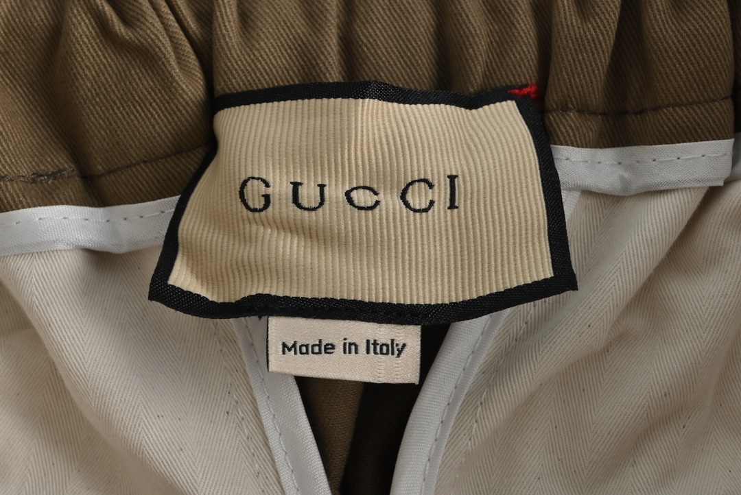 Gucci Khaki Web Cotton Trousers