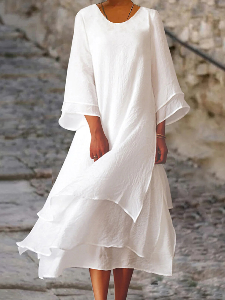 Comfy Slit Round Neck Maxi Dress