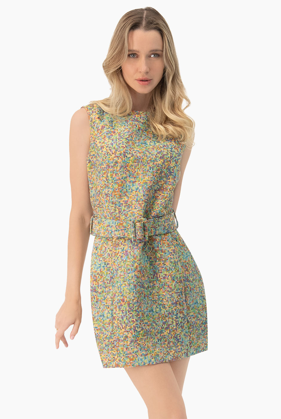 Vestido corto sin mangas multicolor