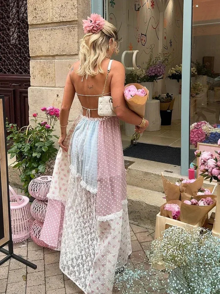 Strappy Patchwork Maxi Dress