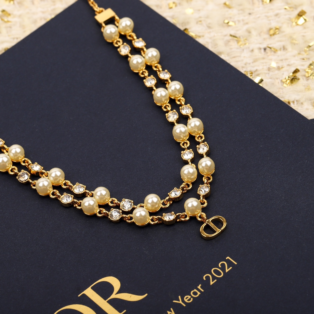 Dior Double Pearl and Diamond Necklace