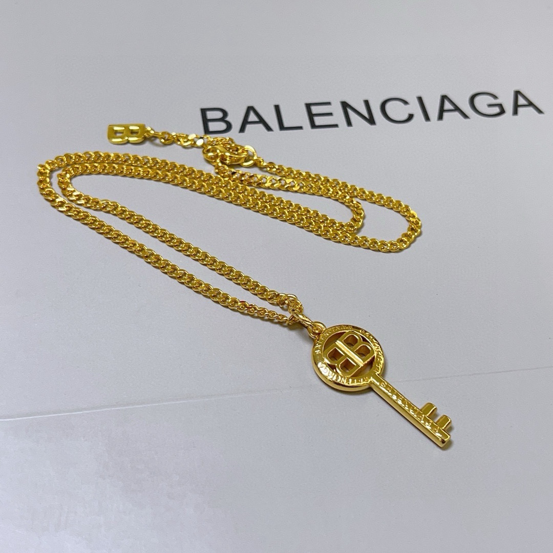 Balenciaga BB key gold necklace