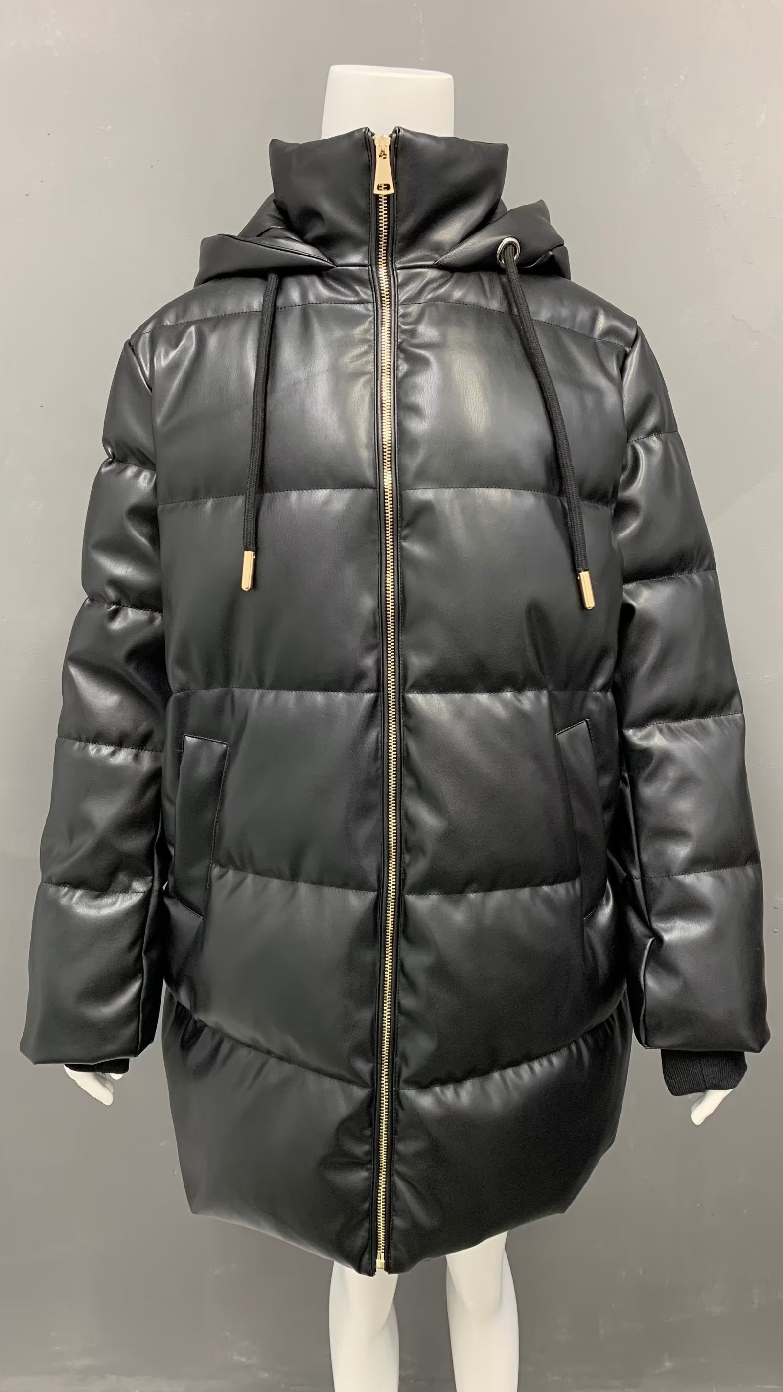 Autumn Winter Women Clothing Faux Leather Cotton Coat Coat Top