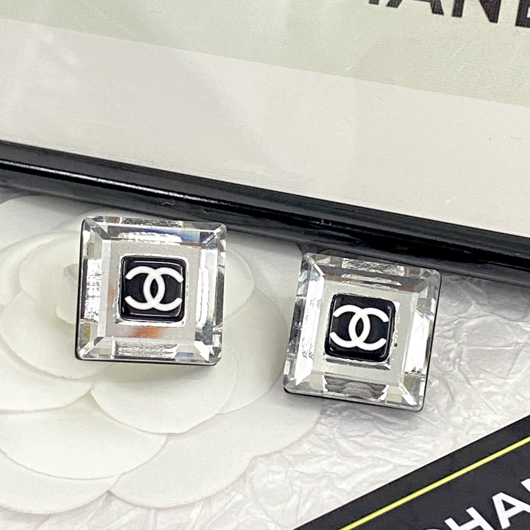 Chanel Cube Crystal Rock Candy Letter Earrings