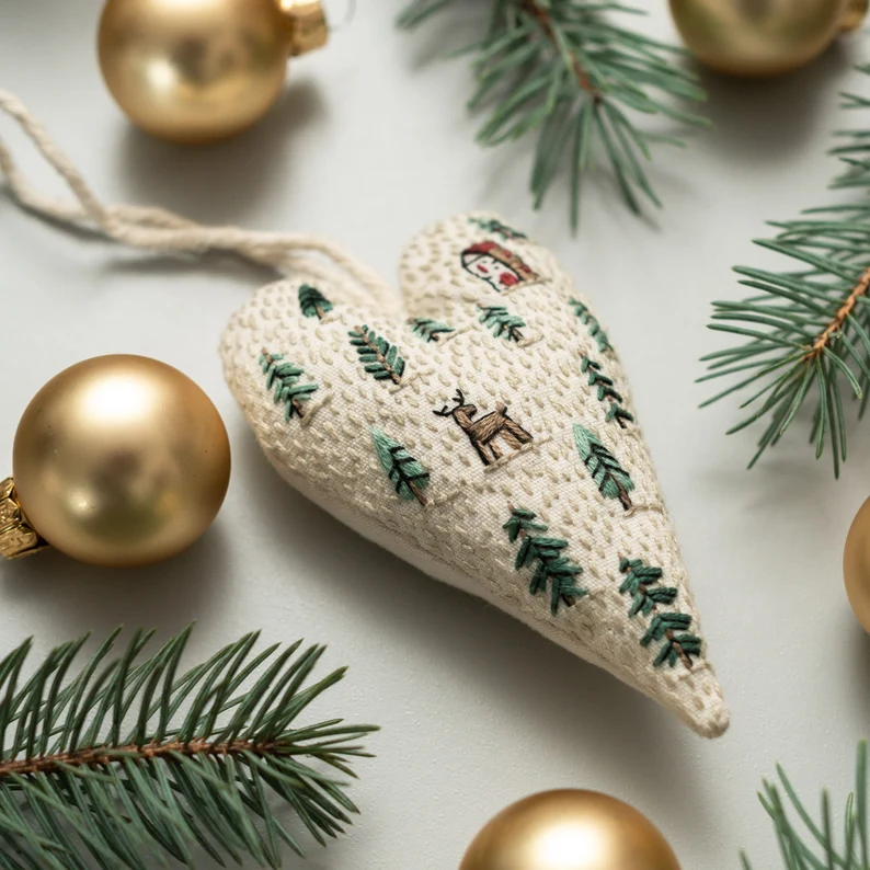 💐💐2025 Christmas Carnival Eve Sale 49% Discount-DIY Heart Shaped Hand Embroidered Christmas Ornament Kit