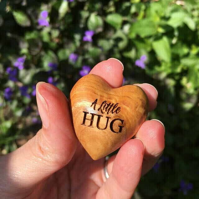 Little Pocket Hug Wooden Heart Token--Miss You Note, Isolation Gift for Someone You Love