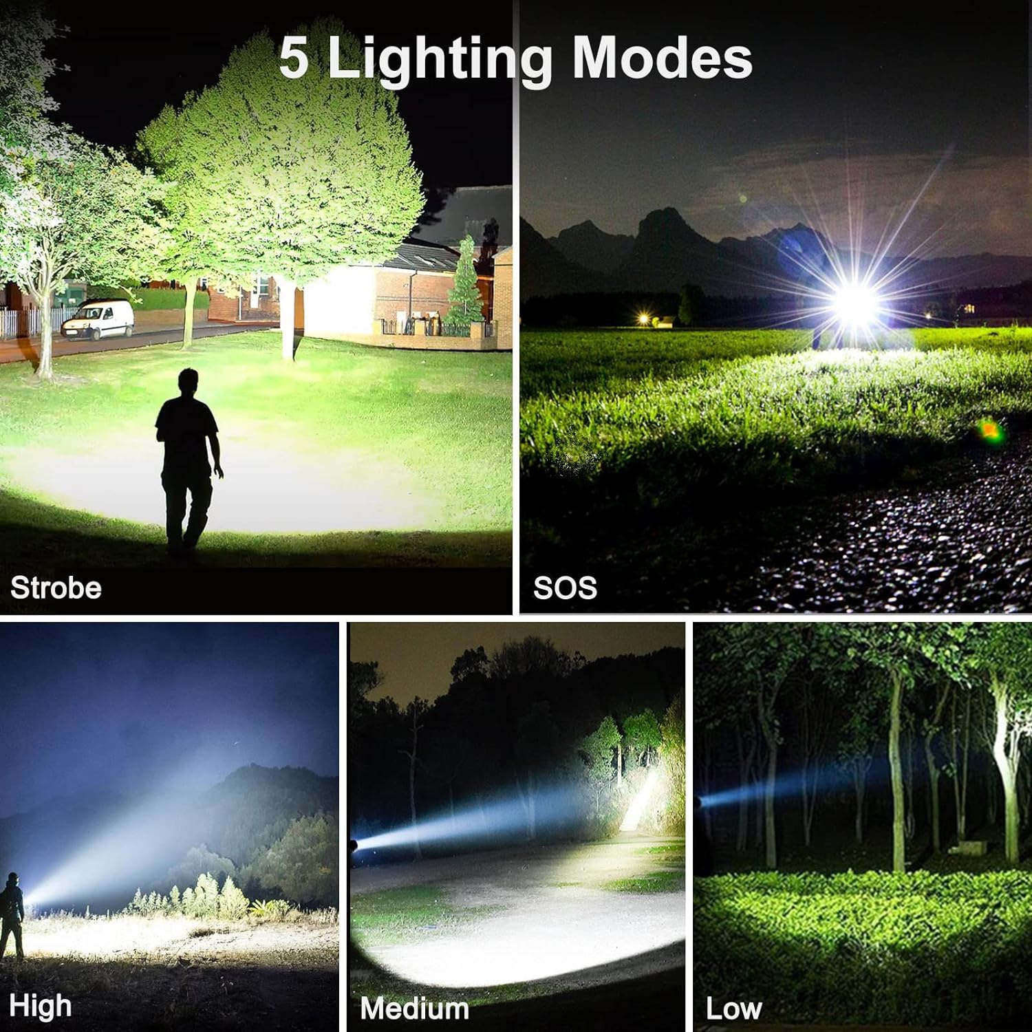 On Sale🔥New German 90000 Lumens Super Bright Rechargeable Zoomable Waterproof Flashlight With Lampshade