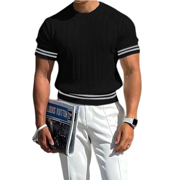 Men's Fashion Business Fitness Sports Knit T-Shirt