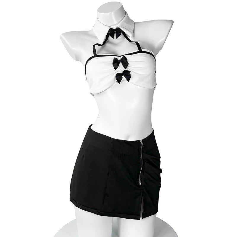 Bowknot OL Uniform Lingerie Stockings Set