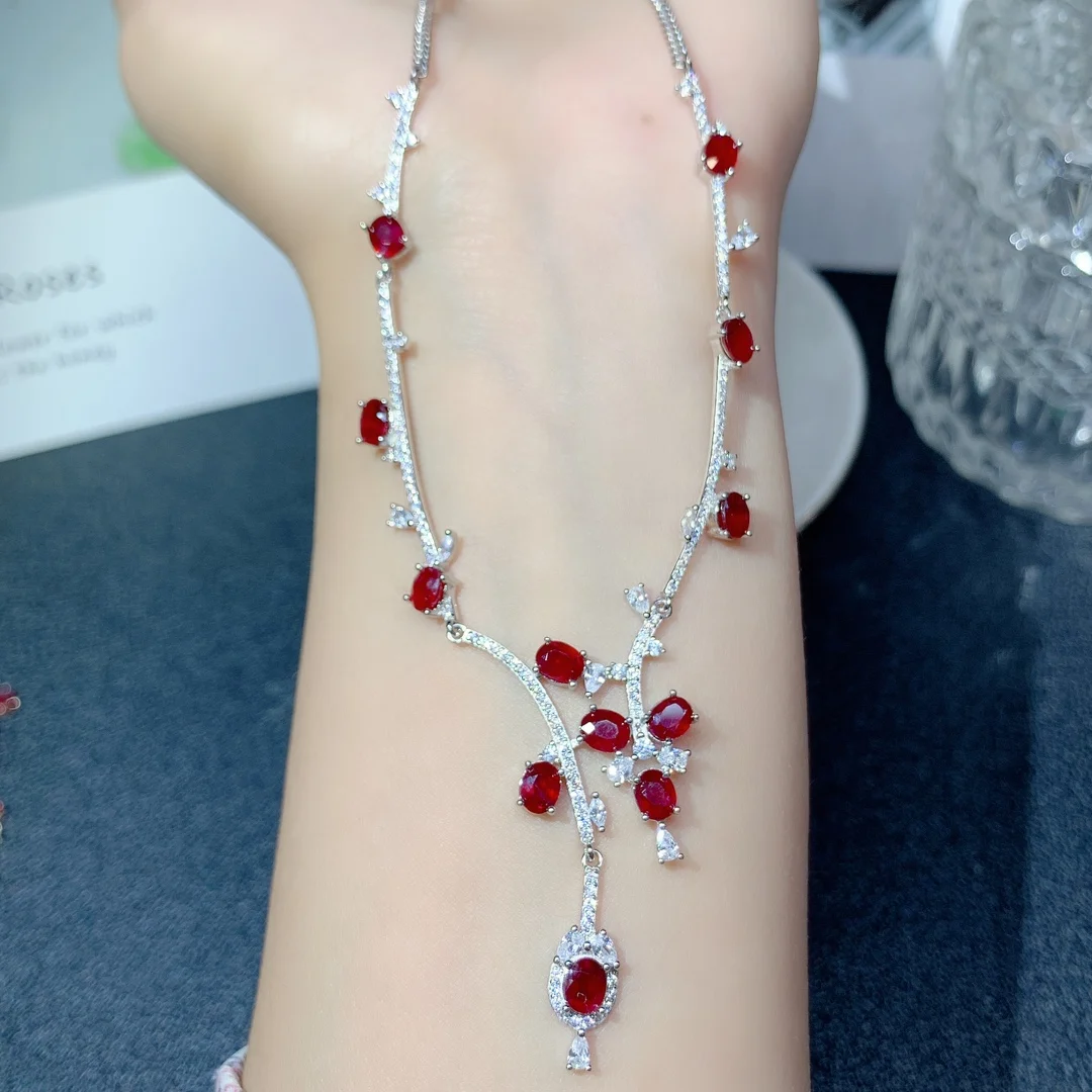 Ruby Necklace Women's Silver 925 Jewelry Free shipping Gemstone Women's Pendant Gemstone Christmas Gift necklace pendant
