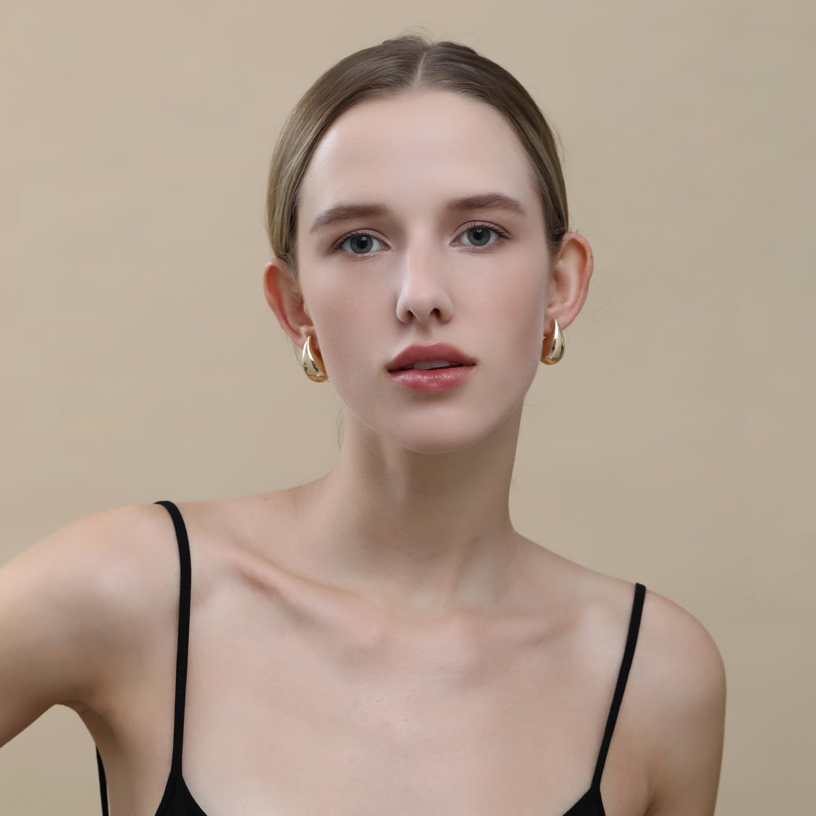 🔥Last Day 50% OFF🔥25/32/47mm Chunky Gold Hoop Earrings for Women | Lightweight Tear Drop Earrings