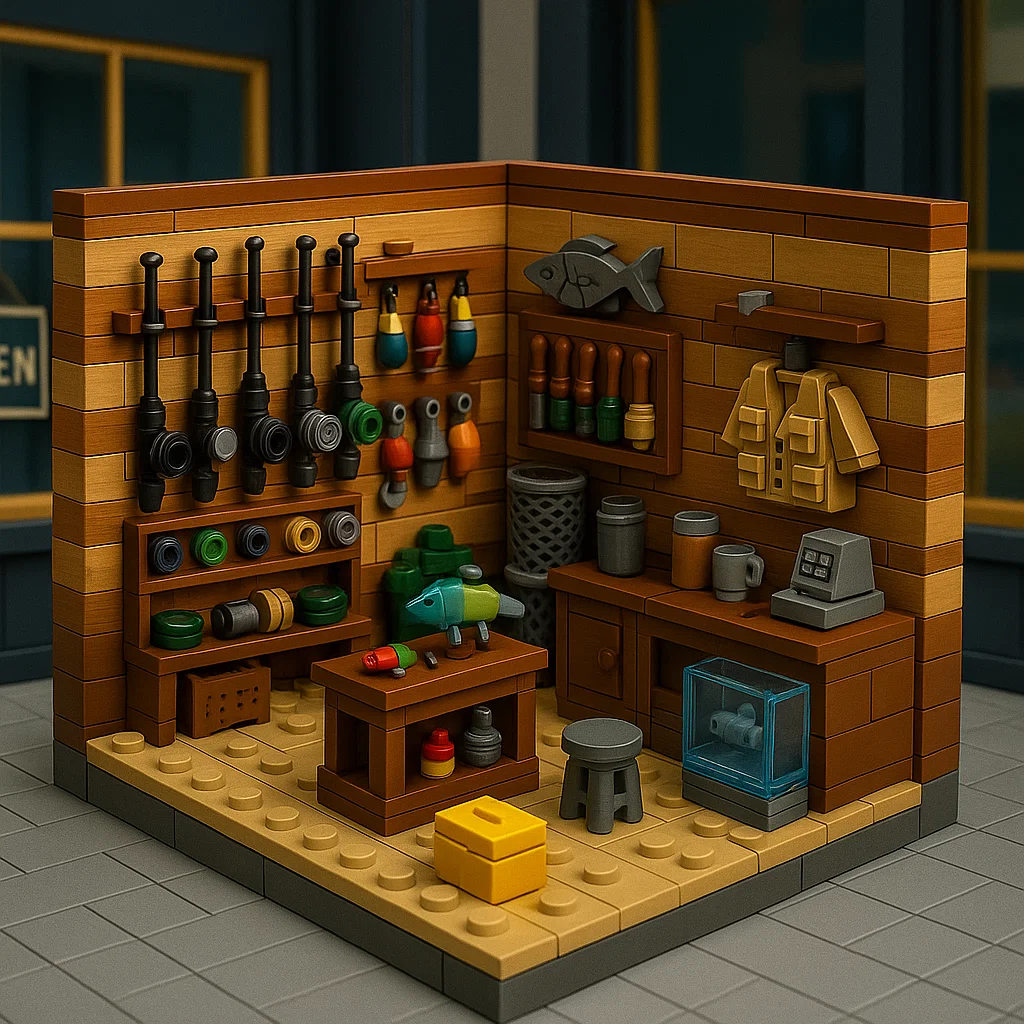 Fishing tackle shop building block set