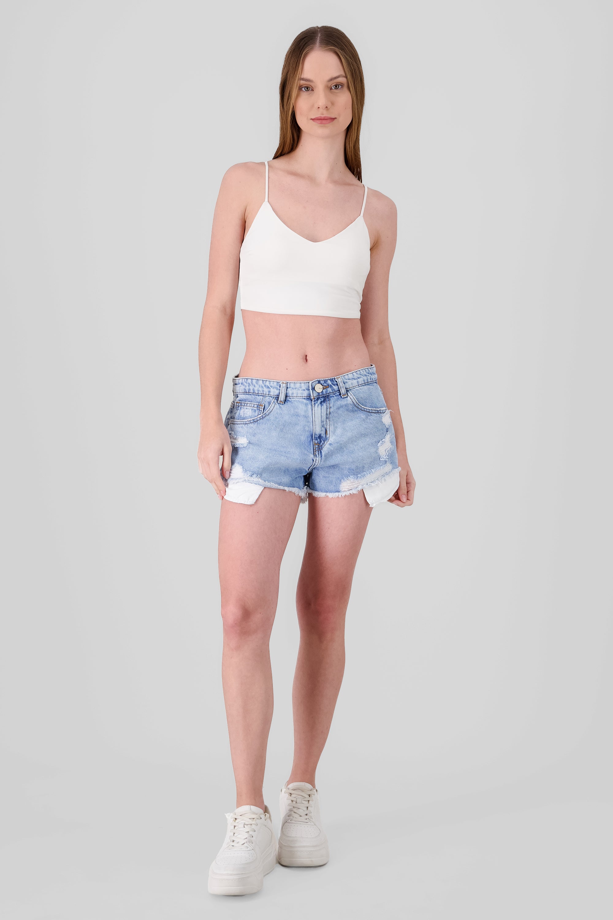 Distressed Shorts with Pockets