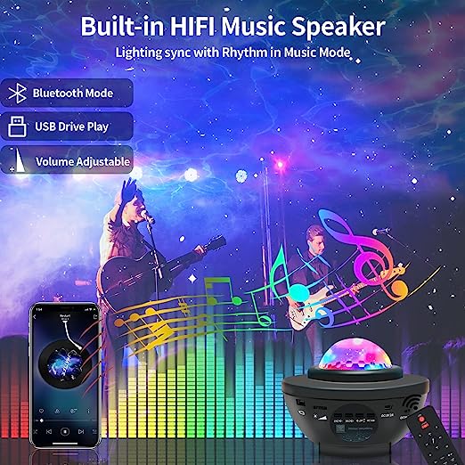(🔥Last Day Promotion-SAVE 50% OFF)✨Galaxy Projector with Bluetooth Music Speaker-BUY 2 GET 10% OFF & FREE SHIPPING！