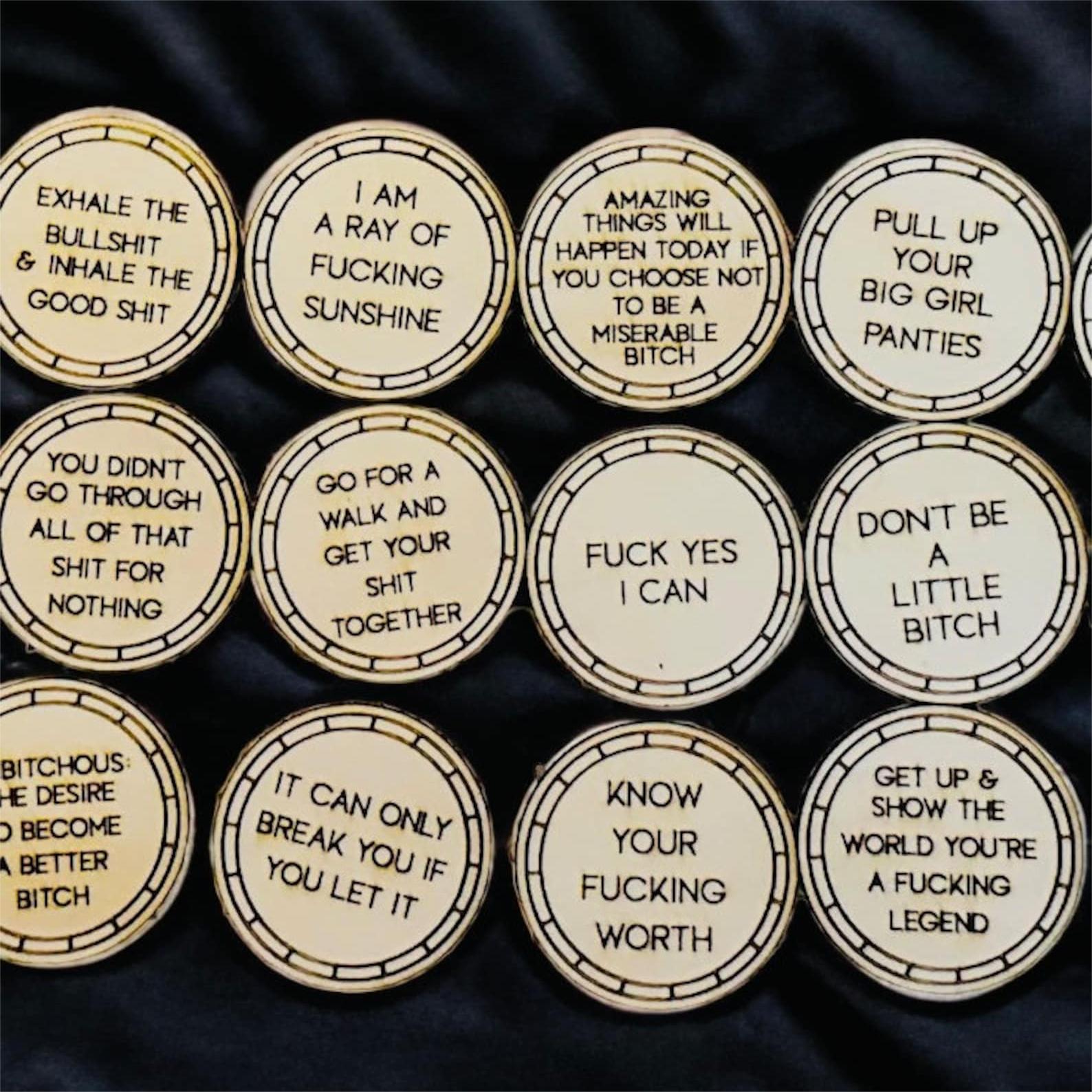 Badass Affirmation Tokens (10oz) | Funny Gift