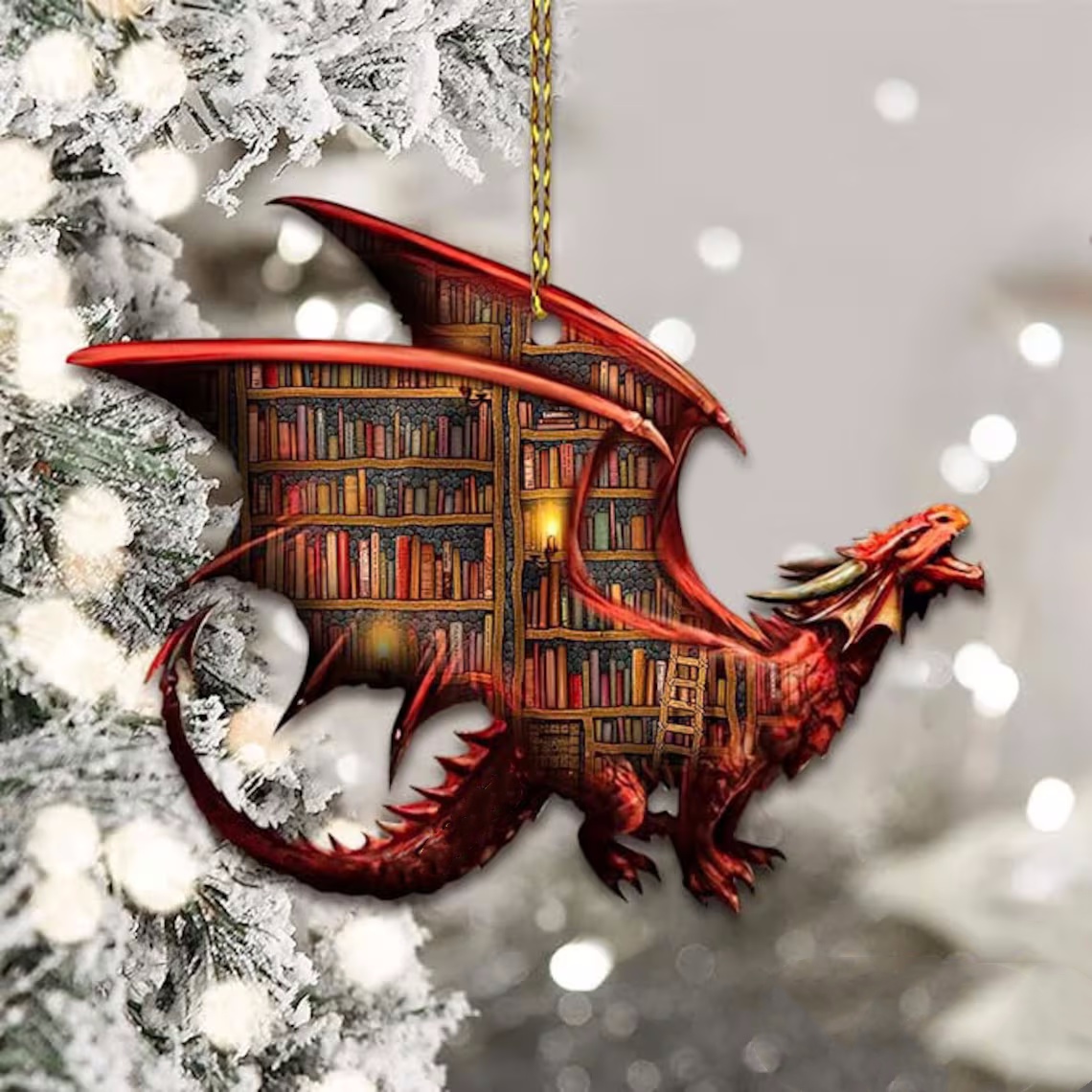Red Flying Dragon Book Ornament