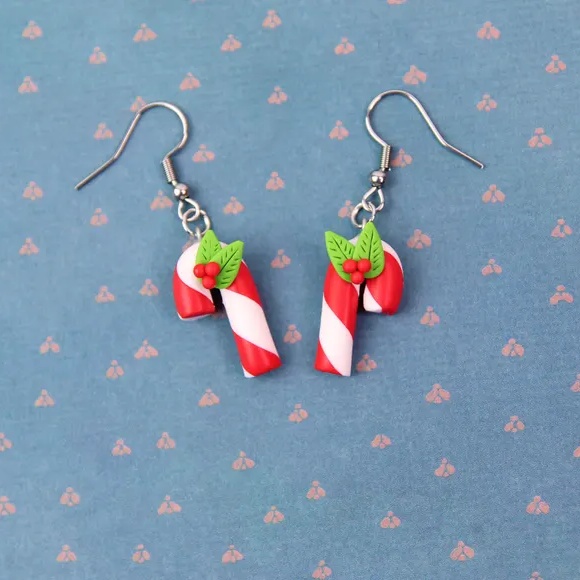 Candy Cane Earrings Sweet Gift